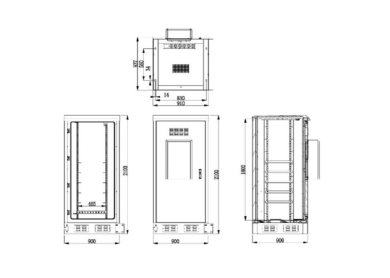 Αντι-διαβρωτικό 40U IP55 εξωτερικό τηλεπικοινωνιακό ντουλάπι με συντήρηση AC μπροστινής πόρτας